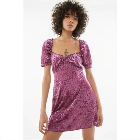 open lace back dress Current Mood Off The Shoulder Velvet Handkerchief Mini Dress main image 1